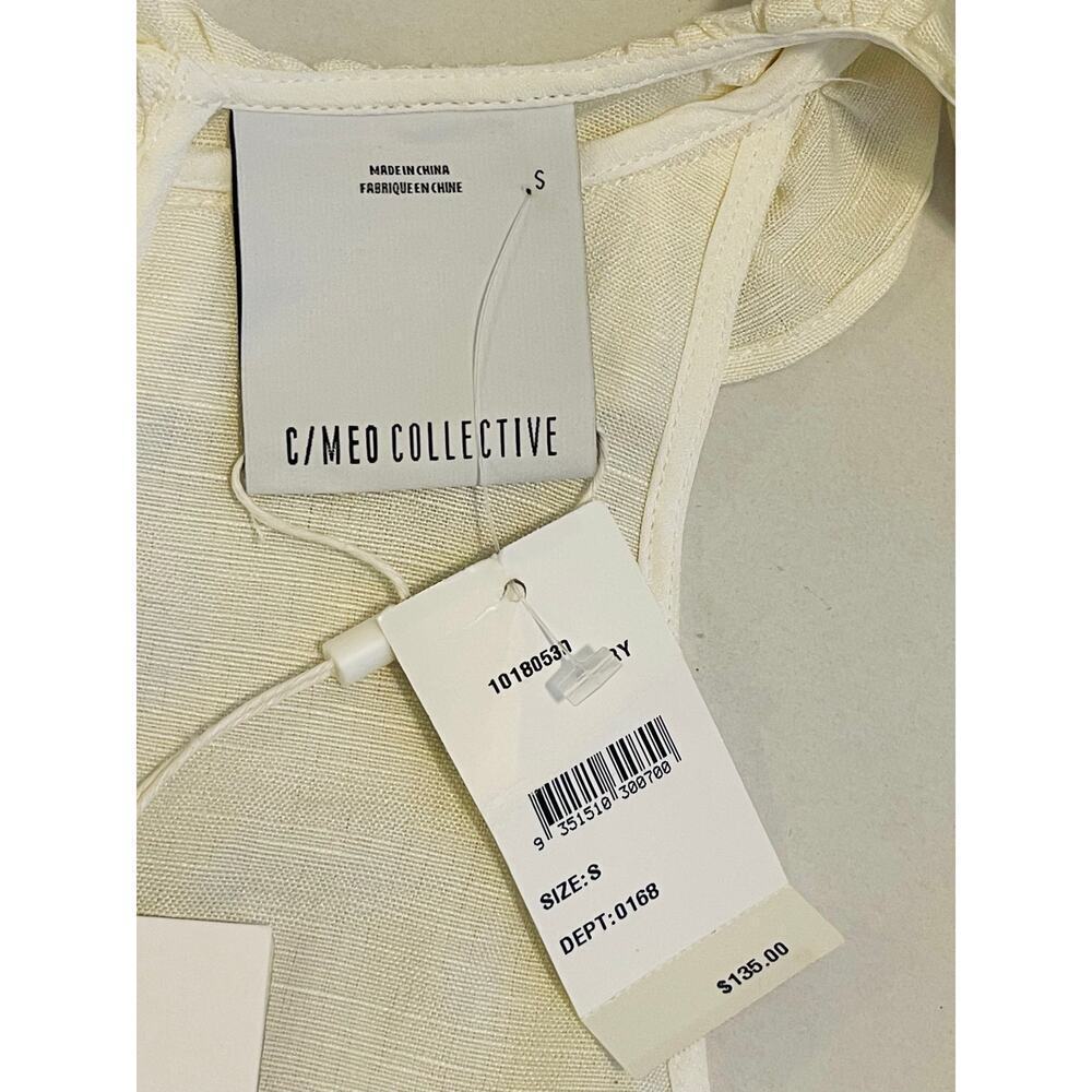 C/MEO Collective Linen Blend Cropped Ruffle Tank Blouse size S NWT Ivory - Picture 5 of 11